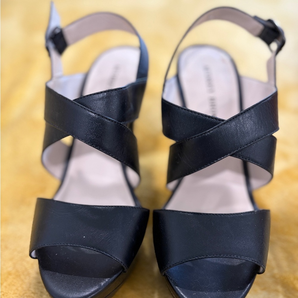 Audrey Brooke Black Cross-Strap Sandals